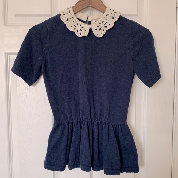 Forever 21 Exclusive Peplum Top with Eyelet Fabric Collar - Picture 1 of 5